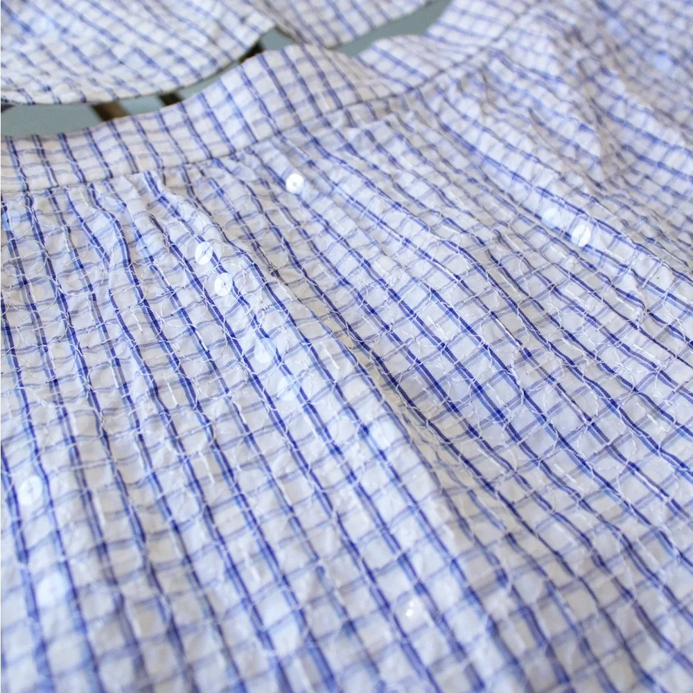 Rare Chanel Vintage Cruise 1995 Blue Gingham Bustier Shorts Camellia 95C Set - Picture 12 of 15